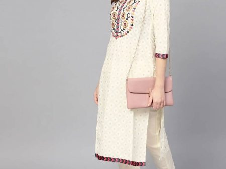 Yufta Women Off-White Printed Kurta with Trouser Discount