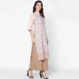 Cheera Hand Block Print Pale Pink Anarkali Kurta (MAAI-062K) Online