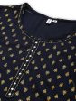 Yufta Women Navy Blue Golden Print Kurta Hot on Sale