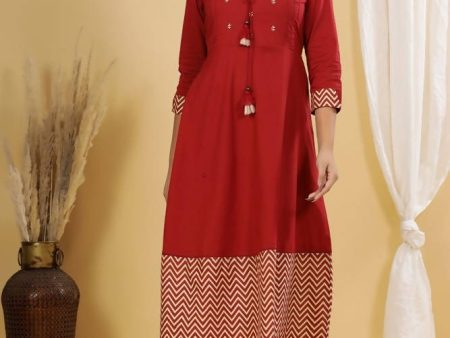 Yufta Maroon A-Line Anarkali Kurta Online now