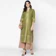 Cheera Hand Block Print Military Color & Skin Color Straight Kurta With Palazzo (MAAI-076K) For Cheap