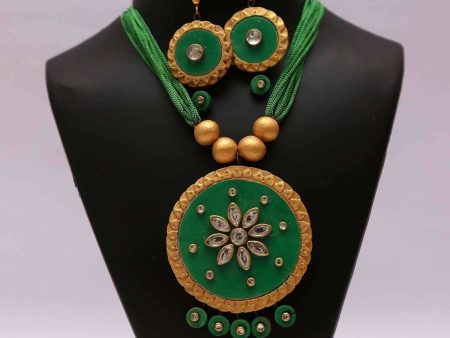 Terracotta Hand Made Kundan Work Jewelry Set Online Sale