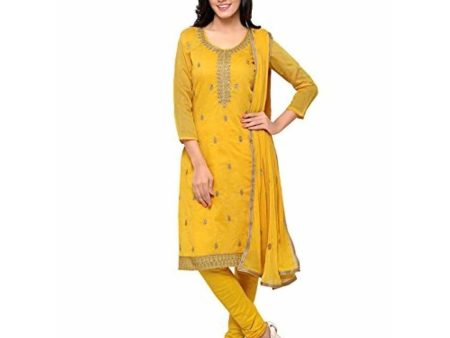 Yellow Chanderi Cotton Dress Material Online Sale