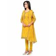 Yellow Chanderi Cotton Dress Material Online Sale