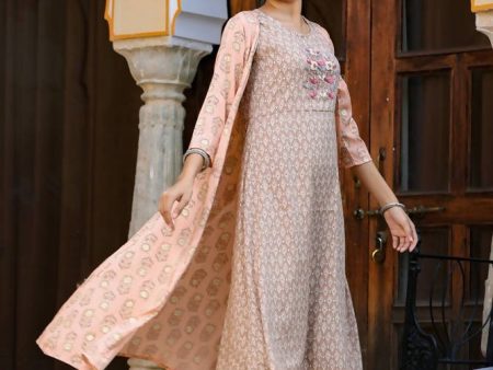 Yufta Orange Printed & Embroidered Dress Discount