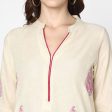 Cheera Hand Block Print Cream & Magenta Straight Kurta With Palazzo (MAAI-087K) Online