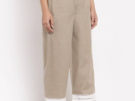 Myshka Women s Trendy Grey Cotton Solid Casual Trouser Online Sale