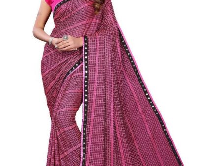 Vamika Pink Lycra Knitted Saree For Cheap