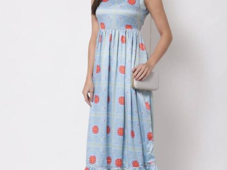 Myshka Cotton Printed Sleeveless Round Neck Multicolor Casual Women s Dress Online Sale