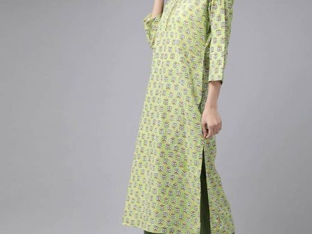 Yufta Green Printed Kurta With Trouser Online now