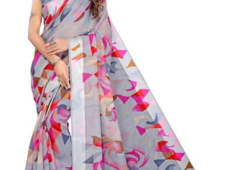 Vamika Grey Linen Satin Border Saree For Sale