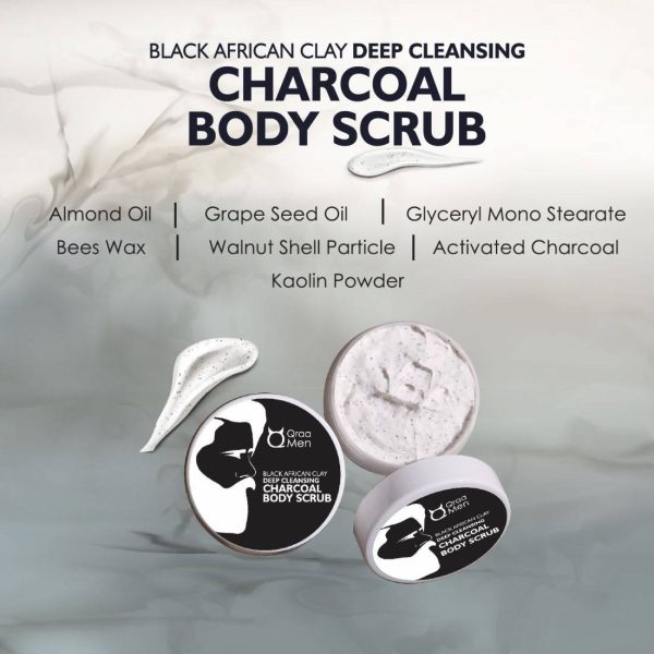 Qraa Men Black African Clay Deep Cleansing Charcoal Body Scrub For Cheap