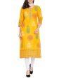 Cheera Hand Block Print Latest Mustard Straight Kurta Online now