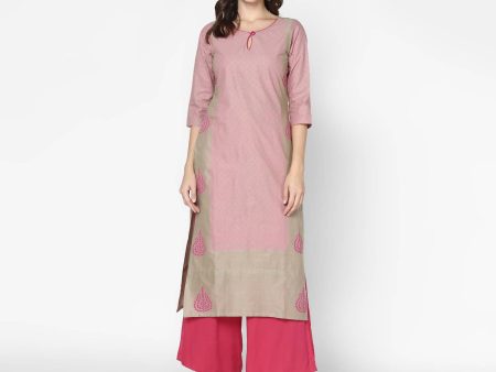 Cheera Hand Block Print Pink Colour Straight Kurta With Palazzo (MAAI-077K) For Cheap