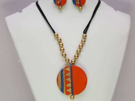 Terracotta Golden Beads with Orange Round Jewelry Set Online Hot Sale