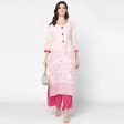 Cheera Hand Block Print Cream & Magenta Straight Kurta With Palazzo (MAAI-080K) Online