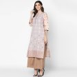 Cheera Hand Block Print Pale Pink Anarkali Kurta (MAAI-062K) Online