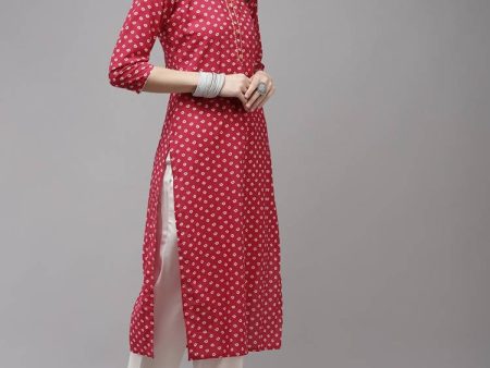 Yufta Women Pink And White Printed Kurta with Trouser & With Dupatta Online now