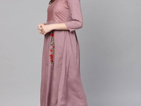 Yufta Women Mauve & Black Embroidered Kurta with Palazzo Online Hot Sale