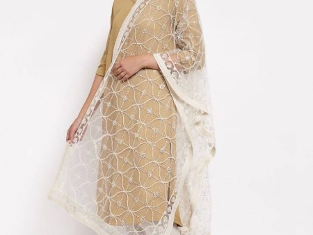 Myshka Women s Beautiful White Net Solid Casual Dupatta Online Sale