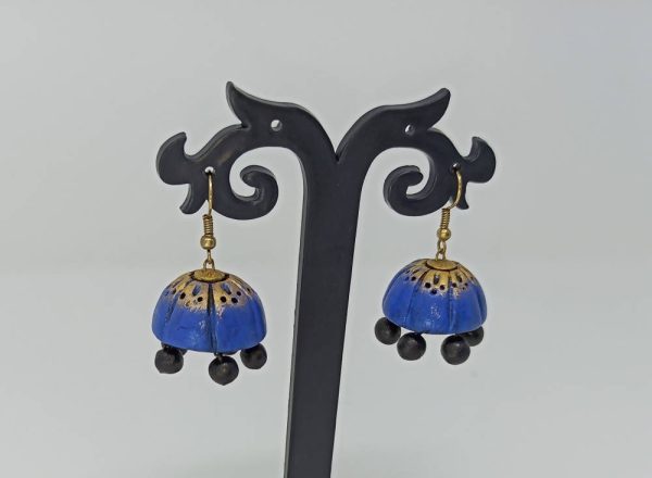 Terracotta Double Shade Hanging Jhumkas For Sale