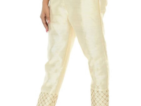 Mominos Fashion Moeza Silk Off White Color Pant Online Sale