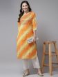 Yufta Women Yellow & White Bandhani Printed Kurta with Trouser Cheap