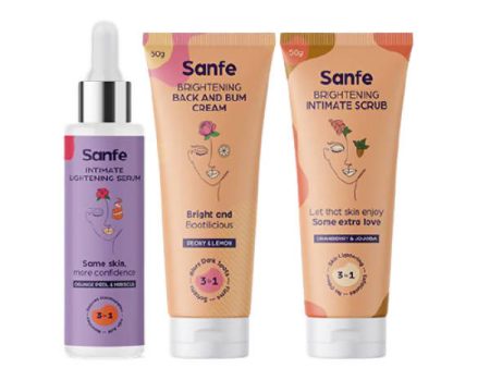 Sanfe Intimate Lightening Serum With Orange Peel + Brightening Intimate Scrub + Brightening Back And Bum Cream Cheap