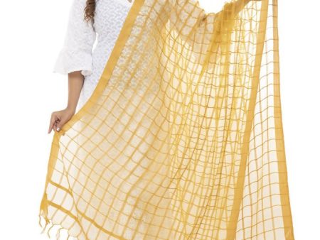 Mominos Fashion Golden Cotton Square Dupatta For Sale