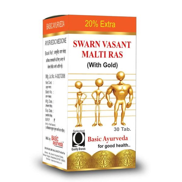 Basic Ayurveda Swarn Vasant Malti Ras (With Gold) Tablets on Sale