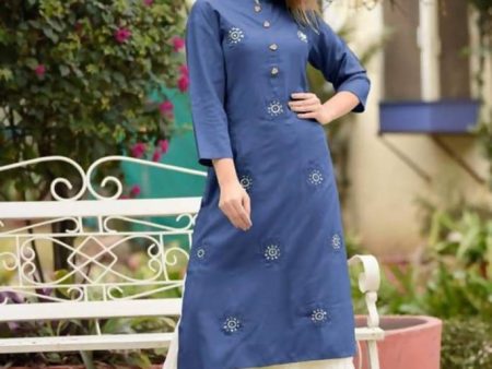 Vamika Blue Embroidery Rayon Party And Casual Wear Kurta Set Online Sale