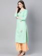 Yufta Women Sea Green & Peach Embroidered Kurta with Palazzo Discount