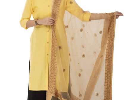 Mominos Fashion Golden Orgenza Nug Embroidery Dupatta For Discount