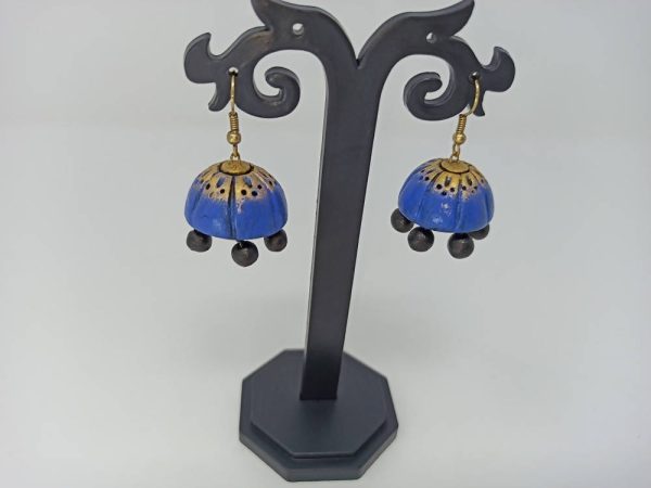 Terracotta Double Shade Hanging Jhumkas For Sale