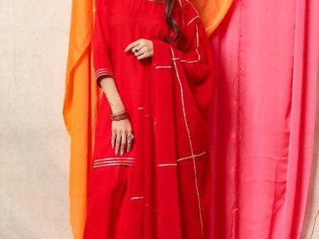 Cheera Red Kurta Palazzo Dupatta set Discount