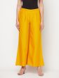 Aniyah Mustard Color Rayon Flared Slip-On Palazzo Sale