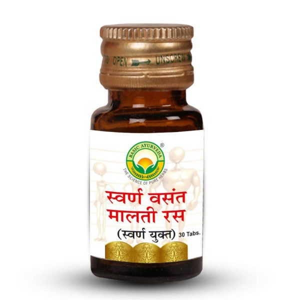 Basic Ayurveda Swarn Vasant Malti Ras (With Gold) Tablets on Sale