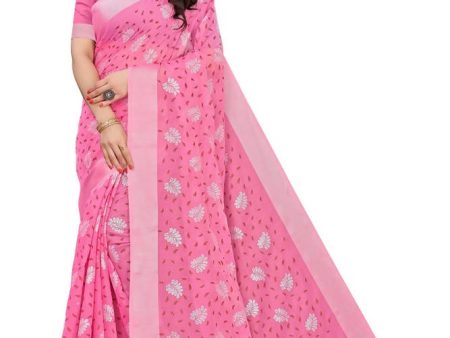 Vamika Light Pink Linen Jari Border Saree on Sale