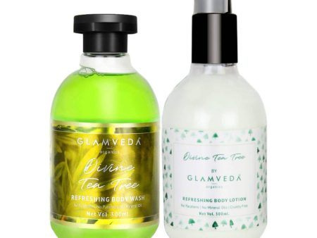 Glamveda Tea Tree Refreshing Body Wash & Lotion Combo Pack Online now