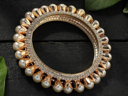 Mominos Fashion Kamal Johar AD Golden Off White Bangles Set For Sale