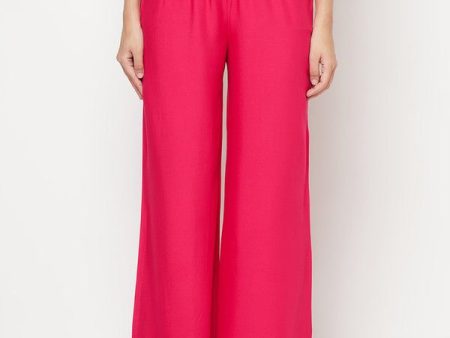 Aniyah Fuchsia Color Rayon Flared Slip-On Palazzo Fashion