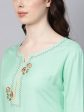 Yufta Women Sea Green & Peach Embroidered Kurta with Palazzo Discount