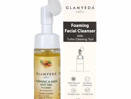 Glamveda Ayurvedic Turmeric & Neem Anti Tan Face Wash With Soft Silicone Brush Hot on Sale