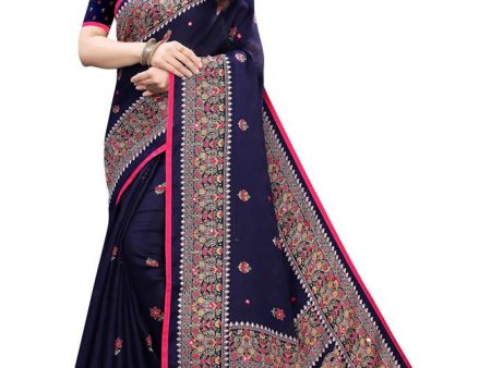 Vamika Blue Jute Silk Mirror Work Saree Fashion