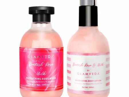 Glamveda British Rose & Milk Nourishing Body Wash & Lotion Combo Pack Sale