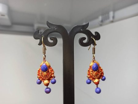 Terracotta Boho Style Hangings-Golden Red And Blue Online Hot Sale