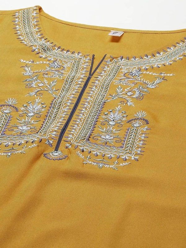 Yufta Women Yellow Floral Embroidered Regular Kurta with Palazzo & With Dupatta Online now