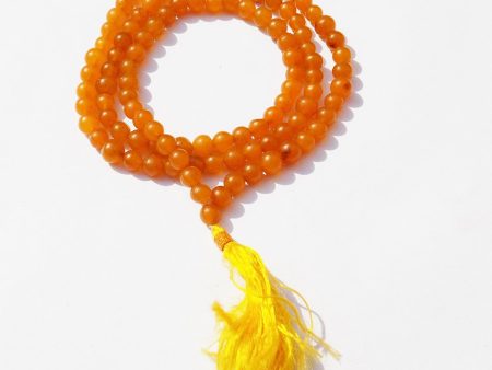 Kannssky Orange Hakik (Agate) Mala - Hindu Buddhist Prayer Beads Supply