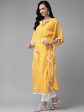 Yufta Women Yellow & Off white Printed Kaftan Kurta For Cheap