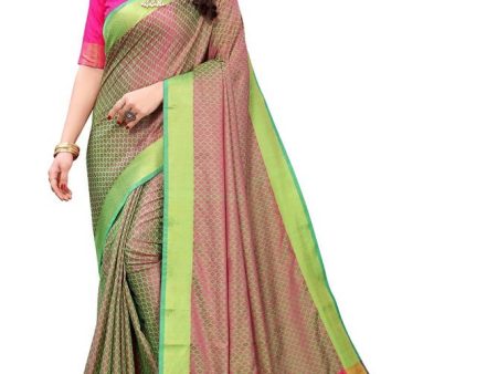 Vamika Banarasi Jacquard Weaving Green Saree Discount